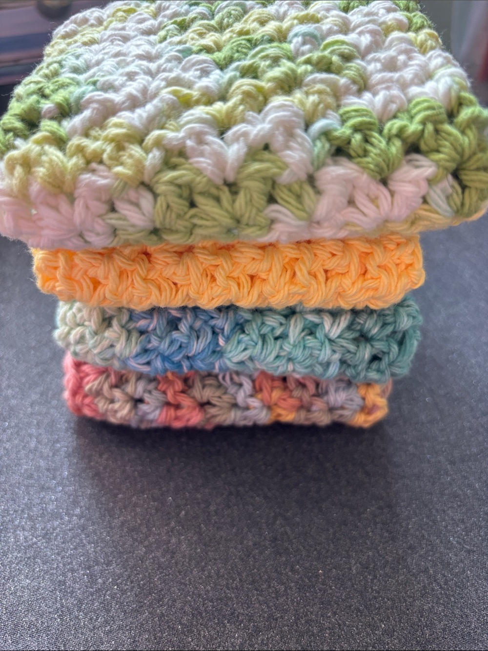 Handmade Multicolor Crochet Washcloth Set - Picture 2 of 7